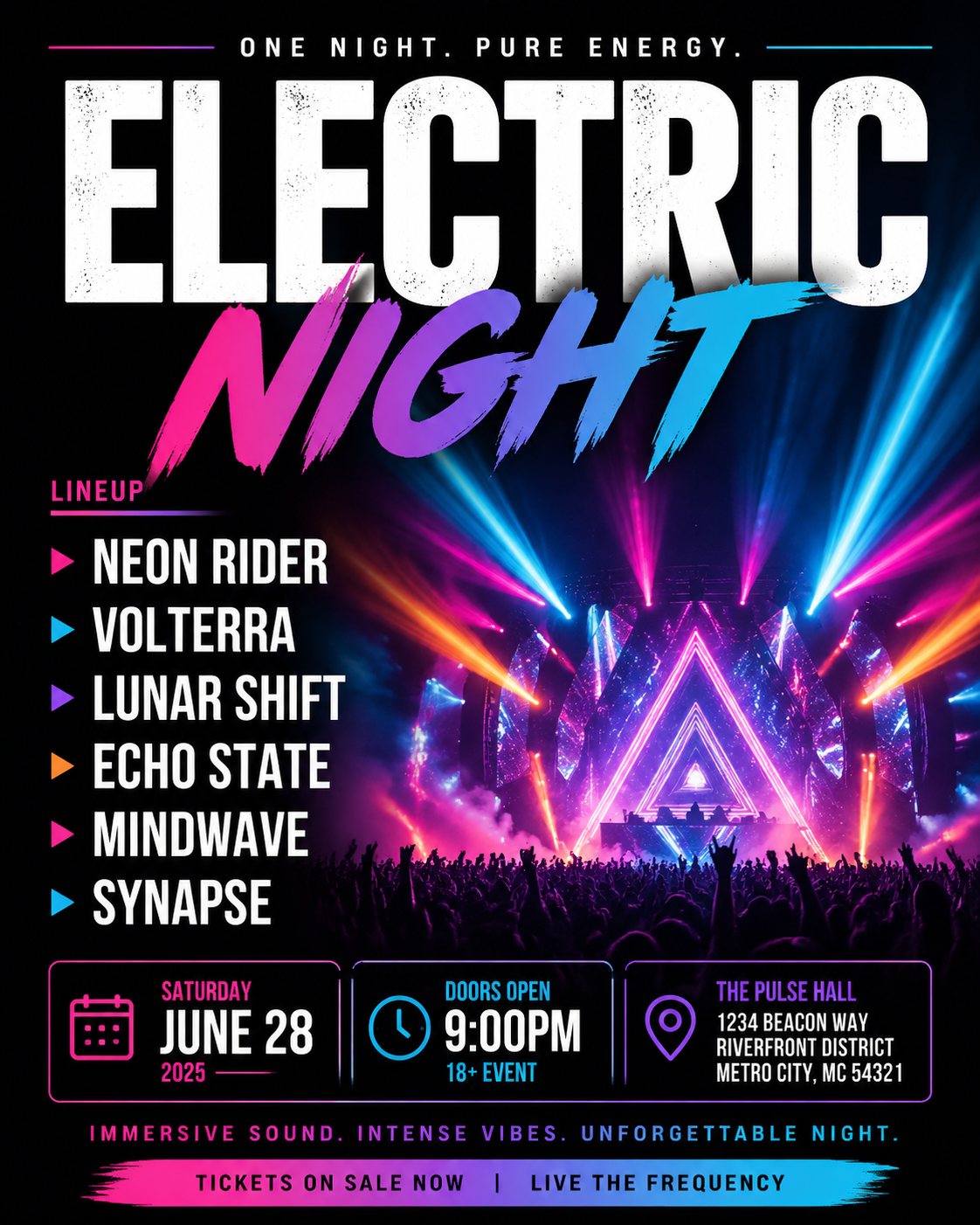 Music event lineup poster