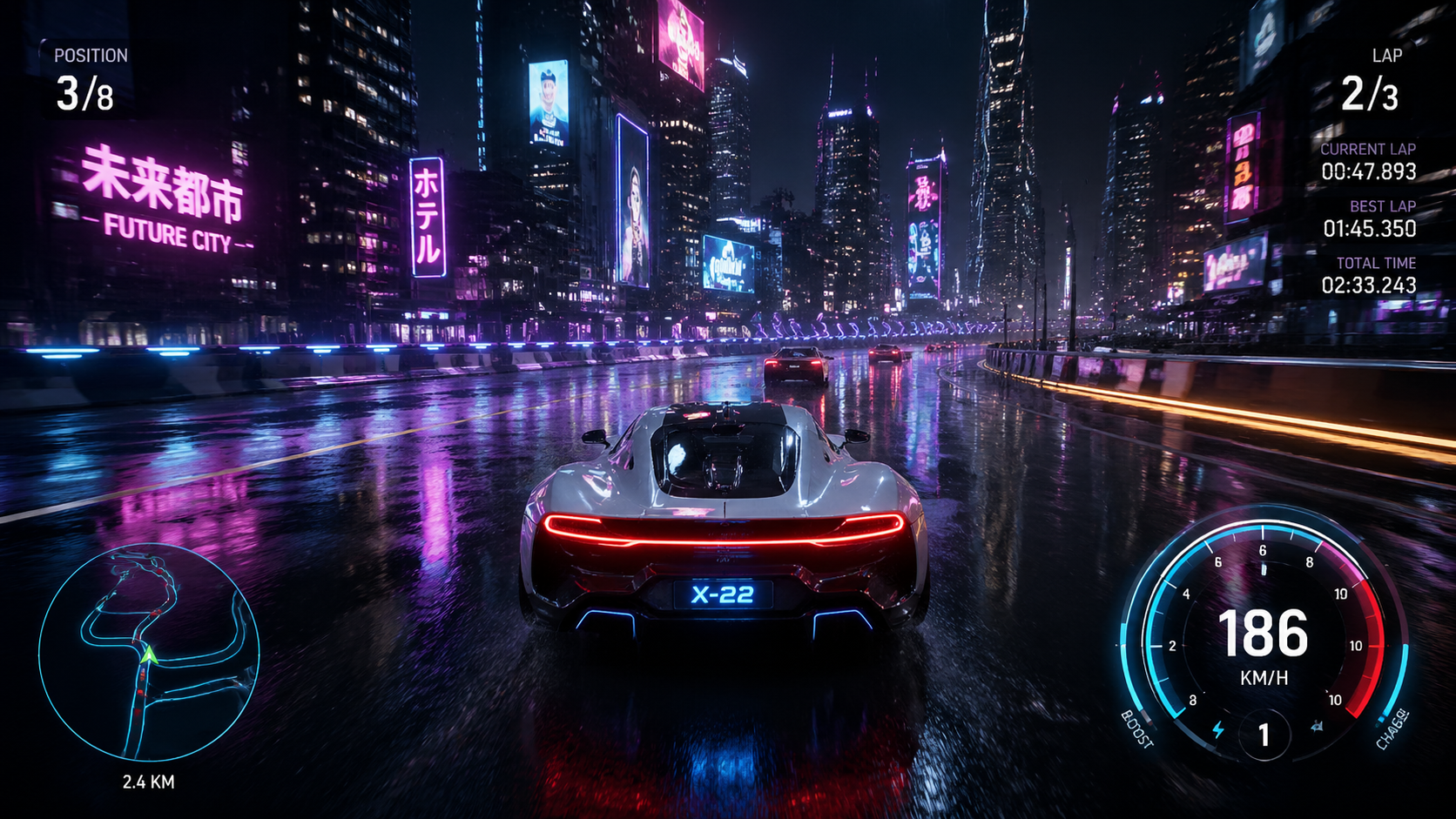 Sci-fi racing HUD