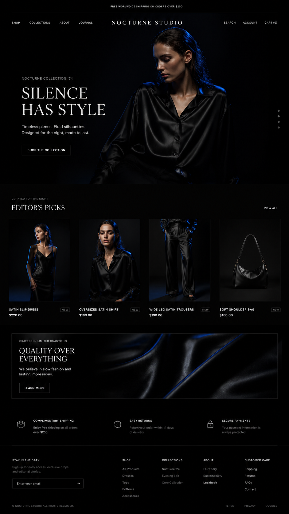 Dark fashion ecommerce mockup