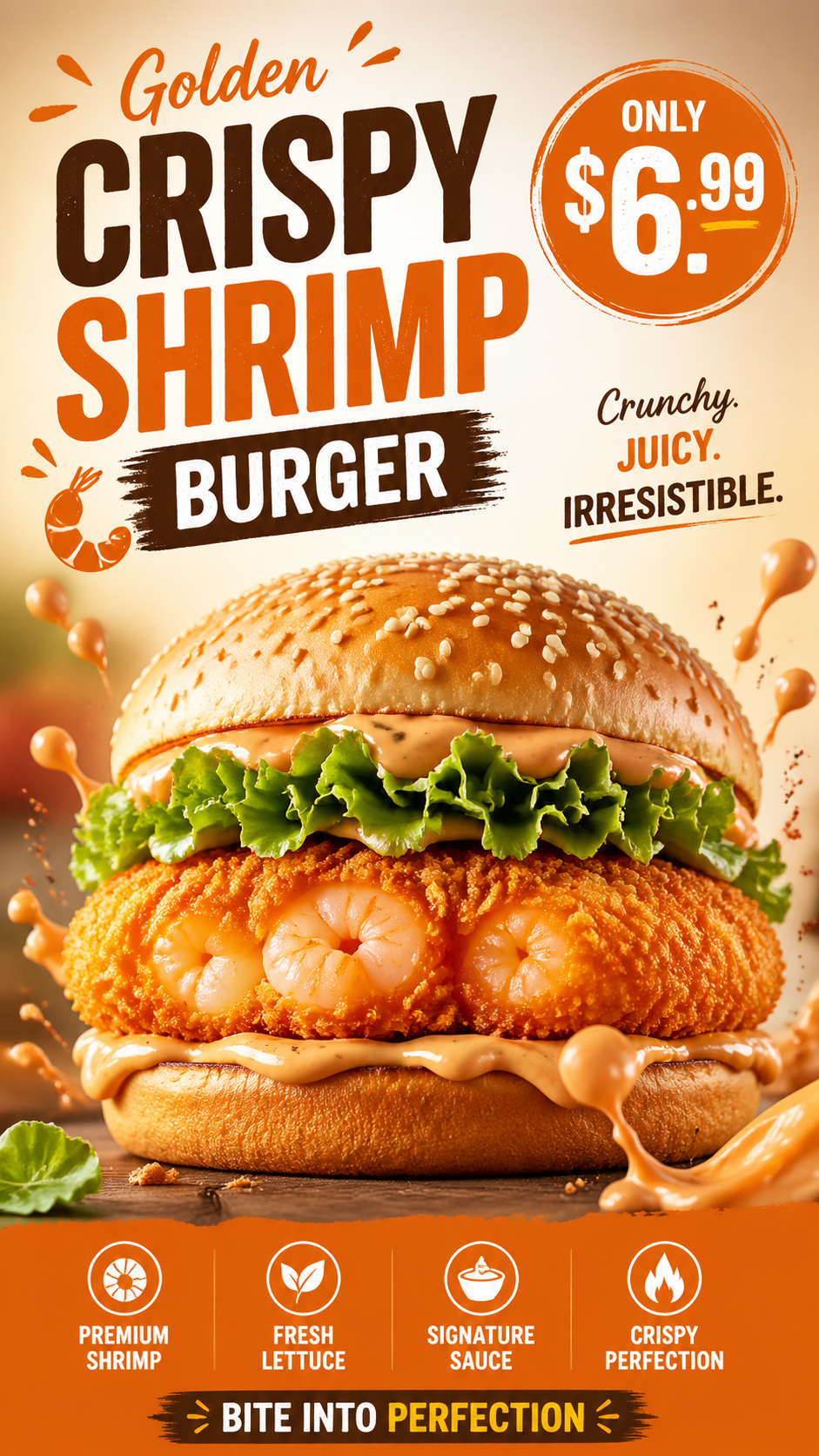 Shrimp burger ad poster