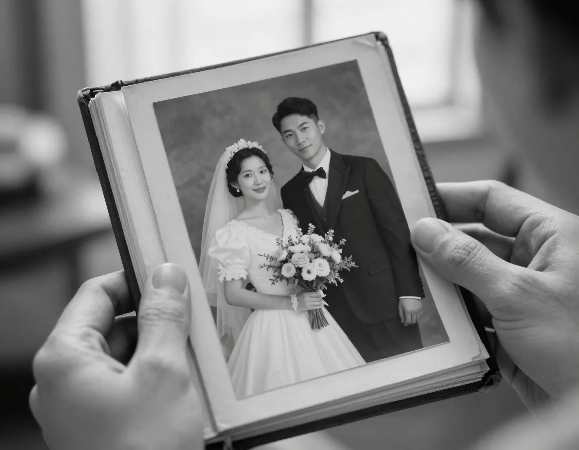 Black and white wedding photo - Before